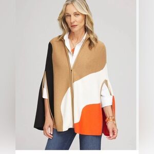 Chicos Color Block  Sweater Cape NWOT
 L/XL
